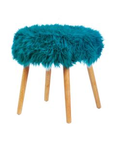 TURQUOISE FAUX FUR STOOL